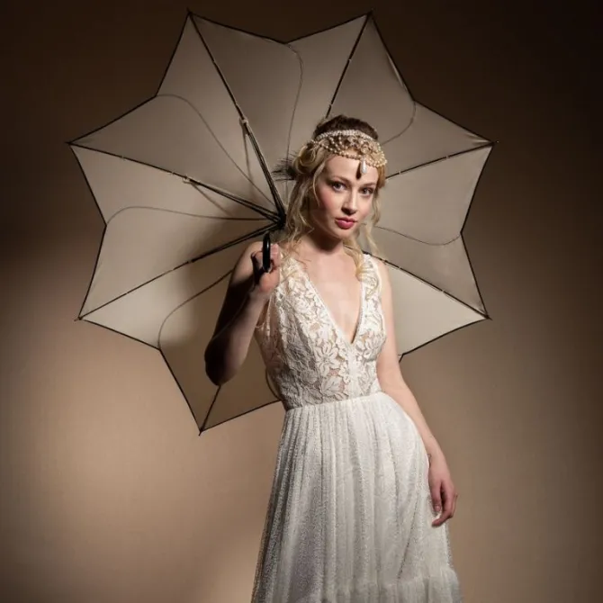 Beige Petal Swirl Umbrella