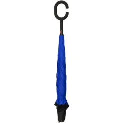 Black and Blue C Handle Inside Out Umbrella