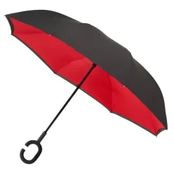 Black and Red Reverse Umbrella Inside Out Double Canopy
