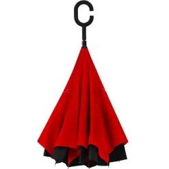 Black and Red Reverse Umbrella Inside Out Double Canopy