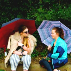 Black and Red Reverse Umbrella Inside Out Double Canopy