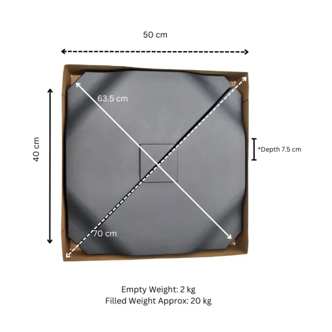 Cantilever Parasol Base Tiles – water/sand fillable, 160kg (8 Slabs)