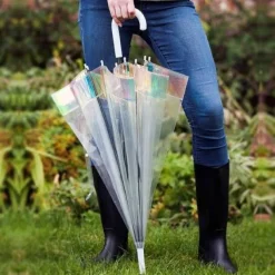 Clear Dome Umbrella With Iridescent Border