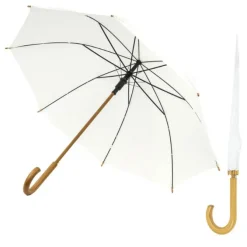 Crook Handle Wood Stick White Wedding Umbrella