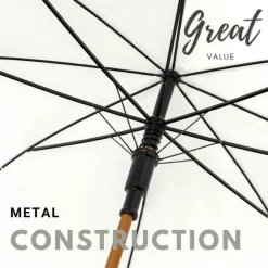 Crook Handle Wood Stick White Wedding Umbrella
