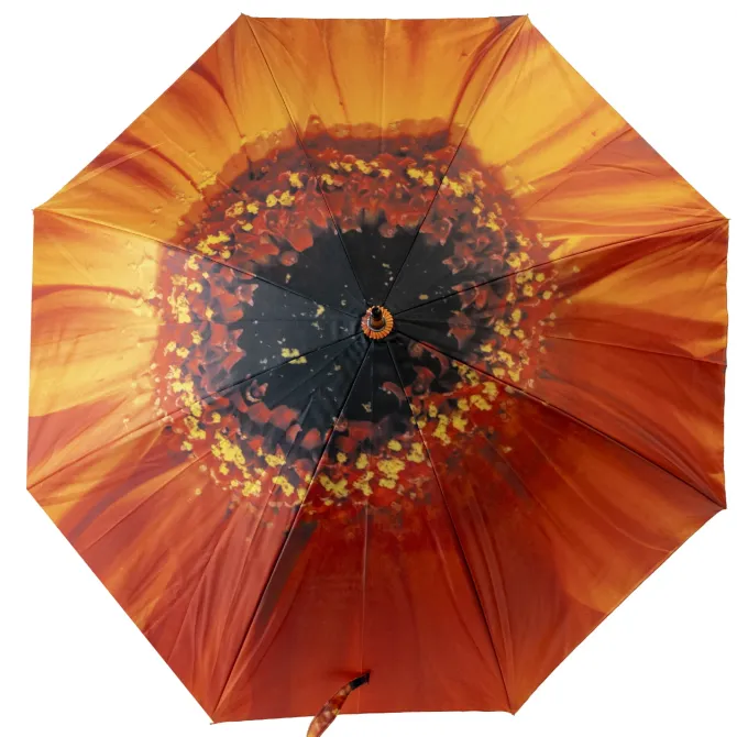 Double Canopy Auto Open Orange Flower Umbrella