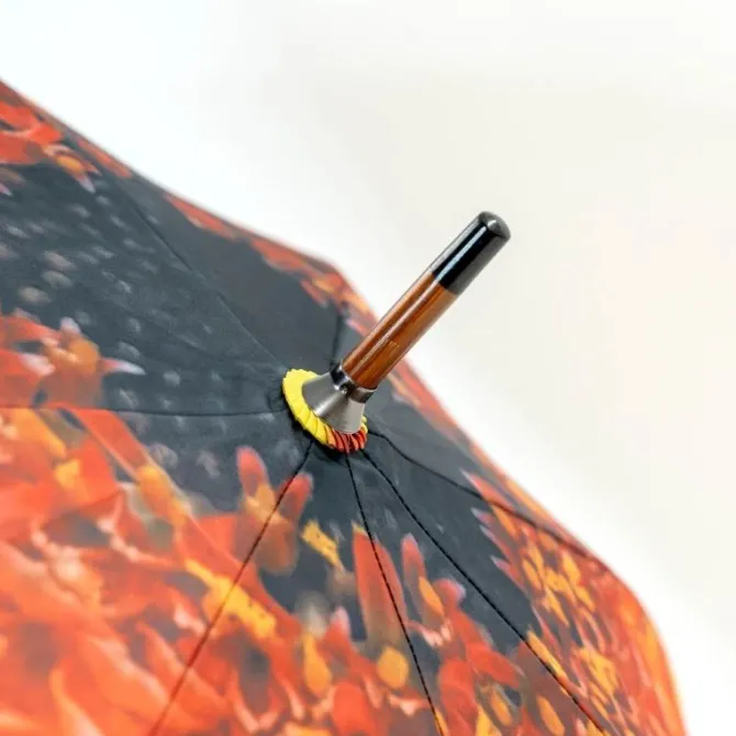 Double Canopy Auto Open Orange Flower Umbrella