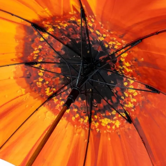 Double Canopy Auto Open Orange Flower Umbrella