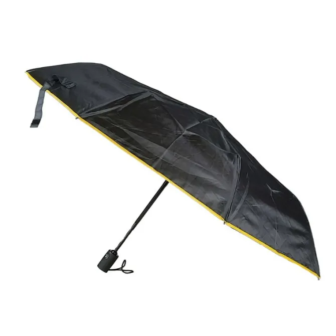 Double Canopy Compact Umbrella – black outer / yellow inner