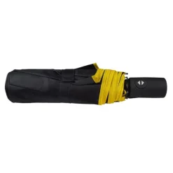 Double Canopy Compact Umbrella – black outer / yellow inner