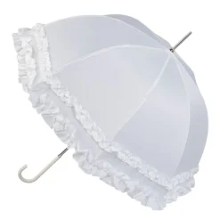 Double Frilled White Umbrella
