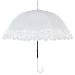 Double Frilled White Umbrella