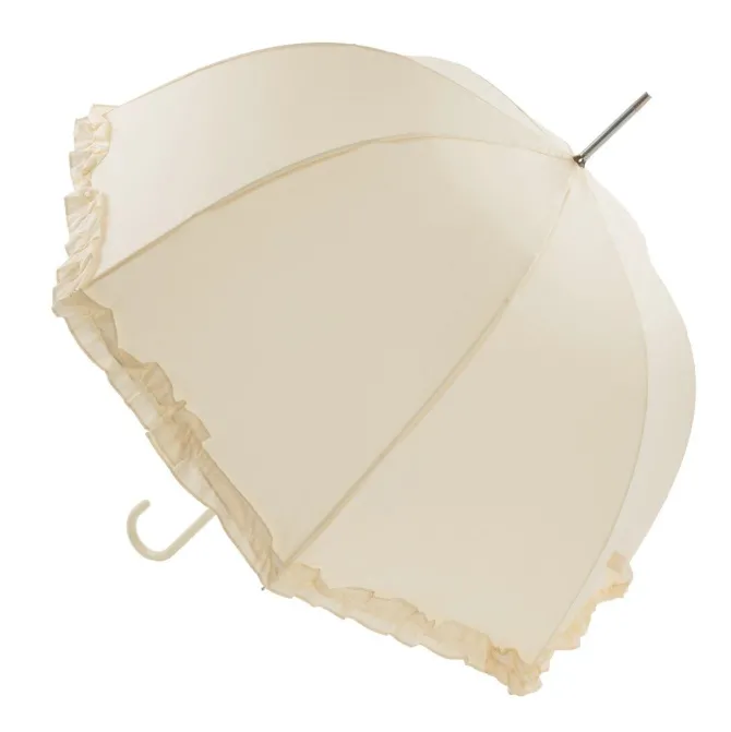 Frilly Ivory Walking Umbrella