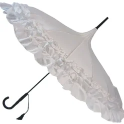 GiGi Double Frill White Pagoda Umbrella