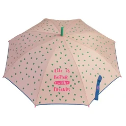 Girls Pink Umbrella – Heart Print