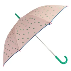 Girls Pink Umbrella – Heart Print