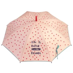 Girls Pink Umbrella – Heart Print