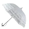 LuLu Wedding Umbrella Collection Triple Frill White