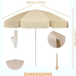 2m Garden Parasol – choice of 5 colours