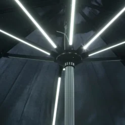 2.7m Solar Parasol Aluminium with LED Lights & On / Off Button
