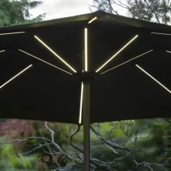 2.7m Solar Parasol Aluminium with LED Lights & On / Off Button
