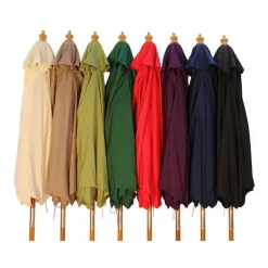 2.5m Wood Pulley Parasol UV 50+ choice of 10 colours