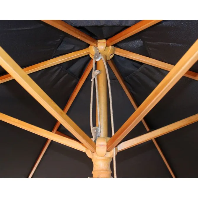 2.5m Wood Pulley Parasol UV 50+ choice of 10 colours