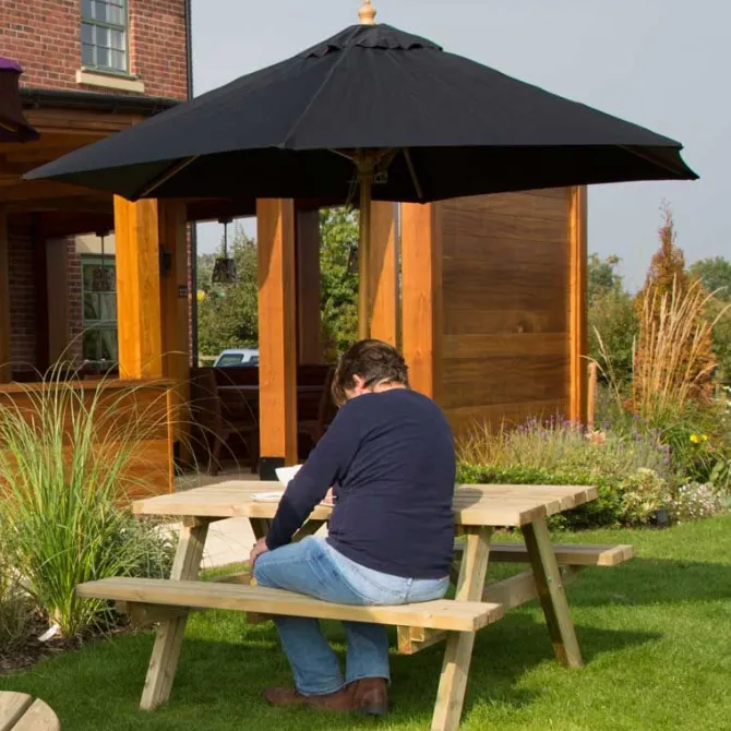 2.5m Wood Pulley Parasol UV 50+ choice of 10 colours