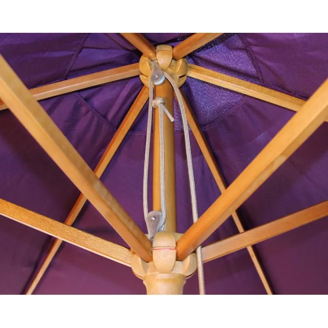 2.5m Wood Pulley Parasol UV 50+ choice of 10 colours