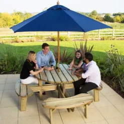 2.5m Wood Pulley Parasol UV 50+ choice of 10 colours
