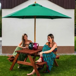 2.5m Wood Pulley Parasol UV 50+ choice of 10 colours