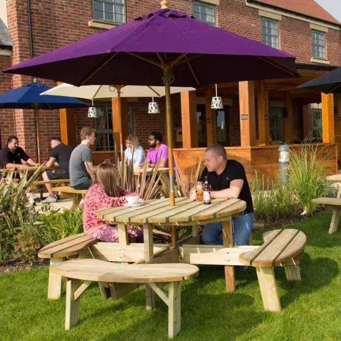 2.5m Wood Pulley Parasol UV 50+ choice of 10 colours