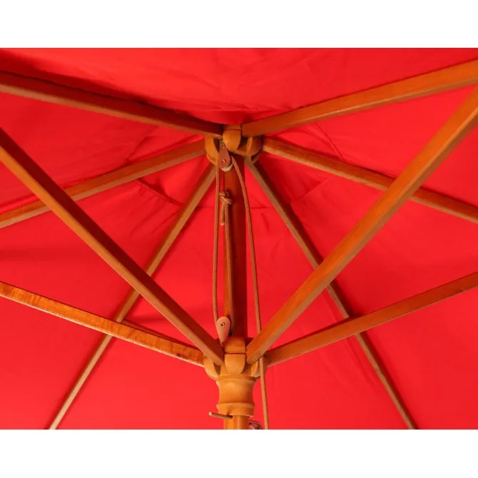 2.5m Wood Pulley Parasol UV 50+ choice of 10 colours