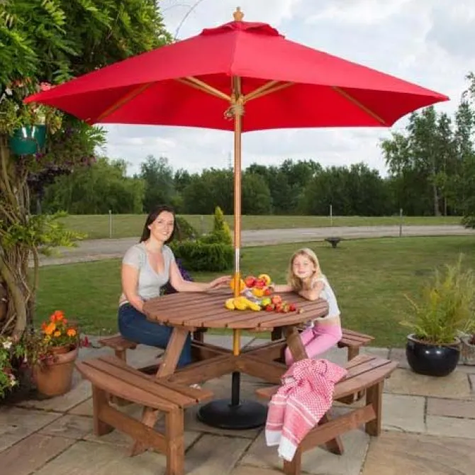 2.5m Wood Pulley Parasol UV 50+ choice of 10 colours