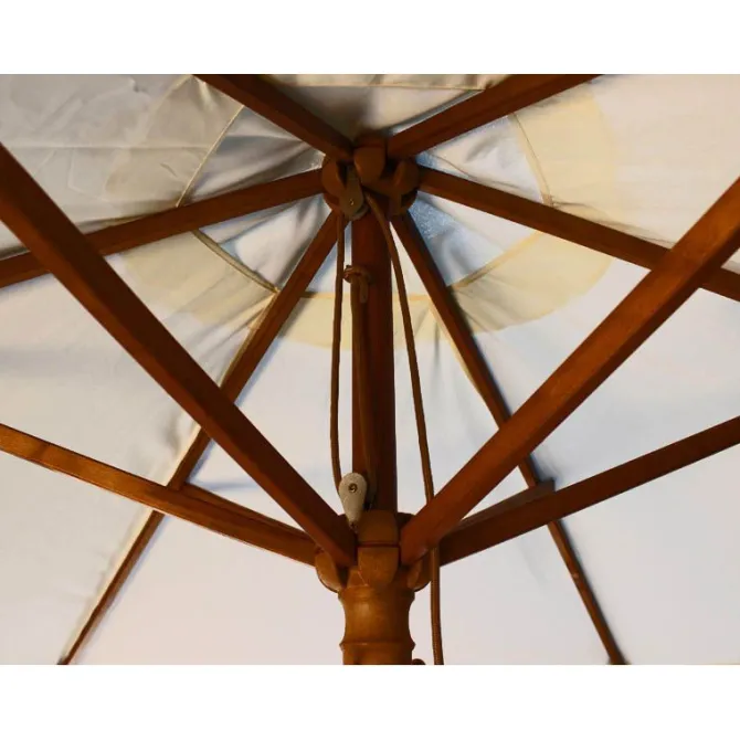 2.5m Wood Pulley Parasol UV 50+ choice of 10 colours