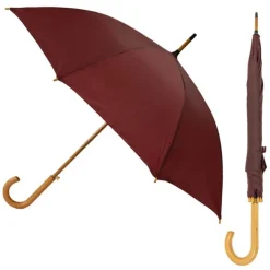 Maroon Wood Stick Umbrella