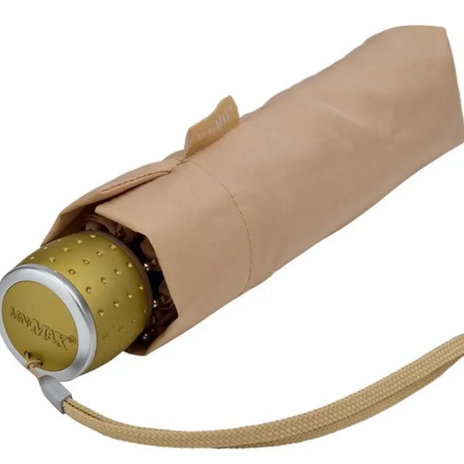 MiniMax Beige Compact Folding Travel Umbrella