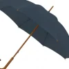 Navy ECO Wood Stick Walking Umbrella – Canopy Made From Recycled Plastics