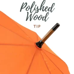 Orange Wood Stick Umbrella