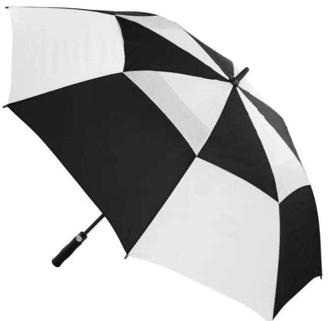 Premium Black & White Golf Umbrella – Vented – Windproof – Auto-Open