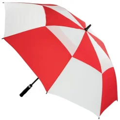 Premium Red & White Golf Umbrella – Vented – Windproof – Auto-Open
