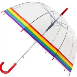 Rainbow Dome Umbrella – Clear Dome Umbrella with Rainbow Border – Adult Size