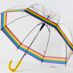 Rainbow Dome Umbrella – Clear Dome Umbrella with Rainbow Border – Adult Size