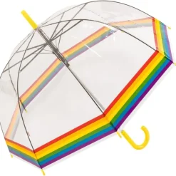 Rainbow Dome Umbrella – Clear Dome Umbrella with Rainbow Border – Adult Size