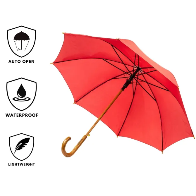 Red Wood Stick Umbrella