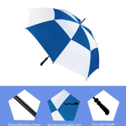 Royal Blue & White Vented Golf Umbrella – Windproof