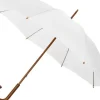 White ECO Wood Stick Walking Umbrella – Canopy Made From Recycled Plastics