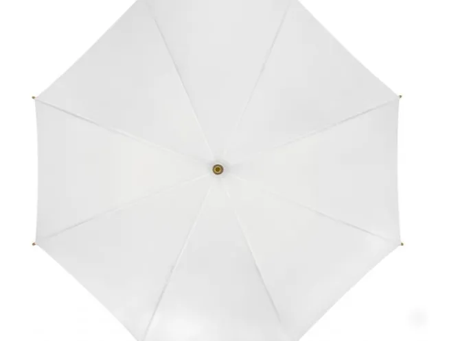 White ECO Wood Stick Walking Umbrella – Canopy Made From Recycled Plastics