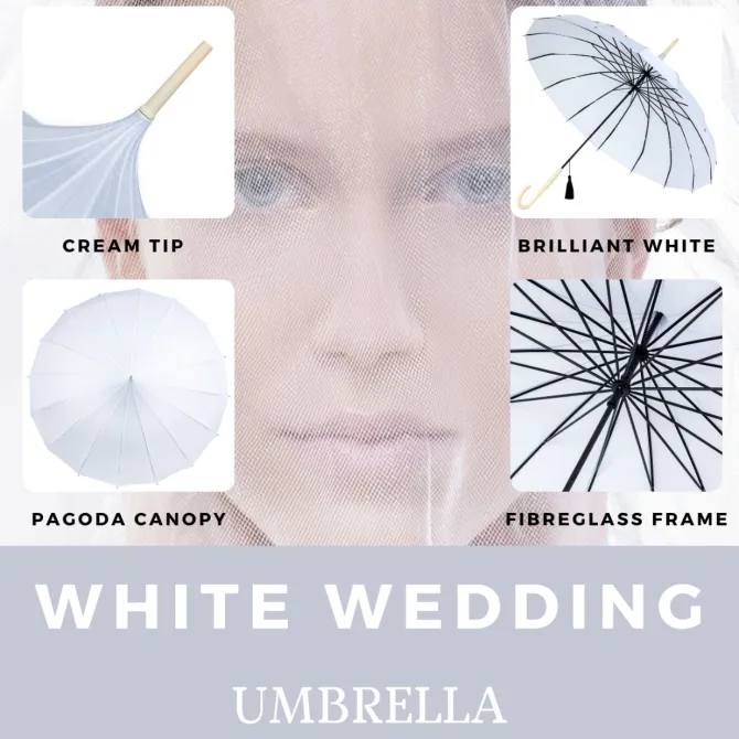 White Oriental Pagoda Umbrella