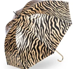 Zebra Print Umbrella – Black and Gold – UV Protective